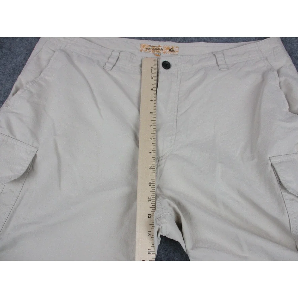 Quiksilver Shorts Mens 38 Beige Cargo Waterman Outdoor Zip Pockets 8